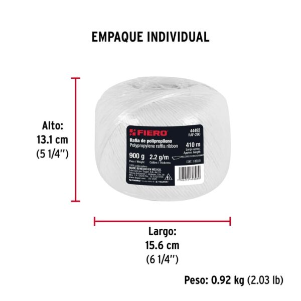 Rollo de rafia de 410 m color blanco calibre 2.2 g/m, Fiero - Bckend ...