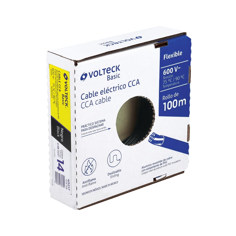 Rollo de 100 metros de cable THW CCA 14 AWG negro, Basic - Bckend Todo ...