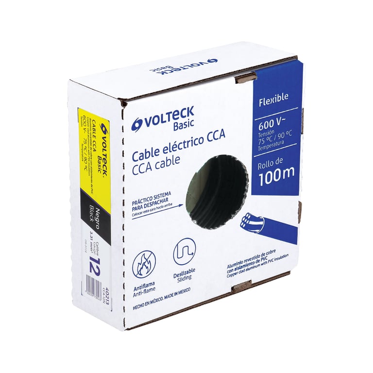 Rollo de 100 metros de cable THW CCA 12 AWG negro, Basic - Bckend Todo ...